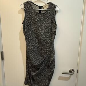 Sea New York Black White Speckled Ruched Sleeveless Mini Dress Size 6